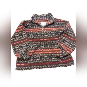 American Eagle Aztec Sherpa Fleece Quarter Zip Pullover Cozy Sweater Small